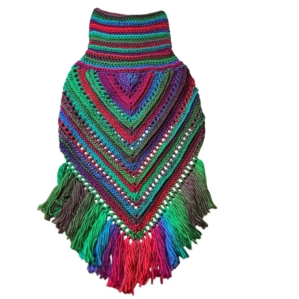 Handcrafted Crochet Cowl Neck Scarf With Fringe New Handmade by Seller Knit